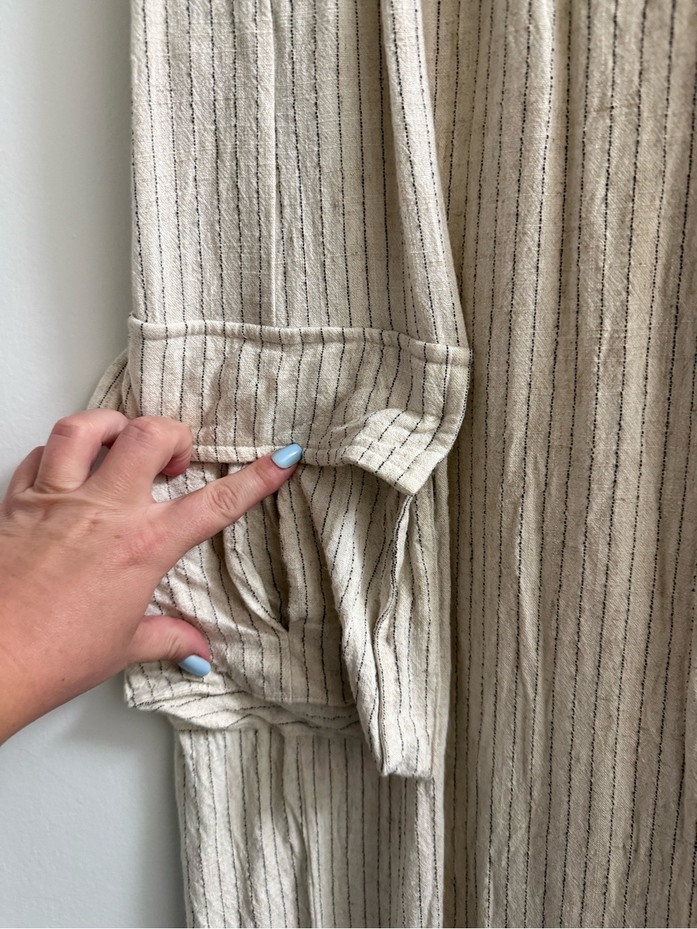 Lightweight Cream Striped Wide-Leg strapless romper - Picture 2 of 6
